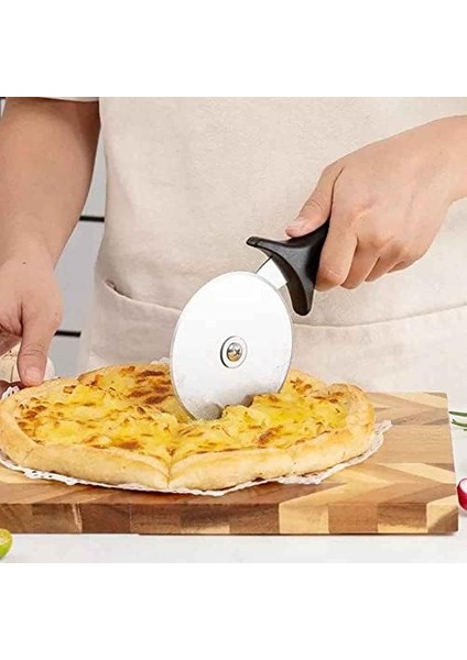 Pizza Kesici, Pizza Ruleti - 10 cm Çap - Rulet Kesici - Hamur Ruleti - Pizza Bıçağı, Siyah Çelik fiyatları