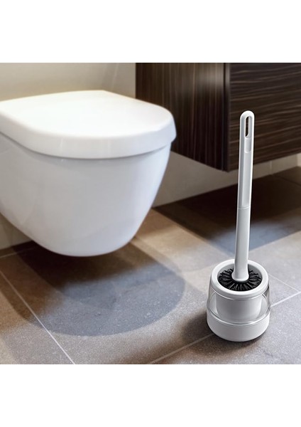 Akrilik Kapaklı Silikon Yuvarlak Wc Fırçası, Silikon Wc Fırçası, Silikon Tuvalet Fırçası, Silikon Kolozet Fırçası (Beyaz)