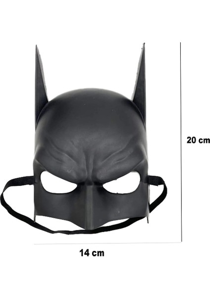 Siyah Renk Çocuk Boy Arkadan Lastikli Batman Maskesi A Kalite 20X14 cm fiyatları