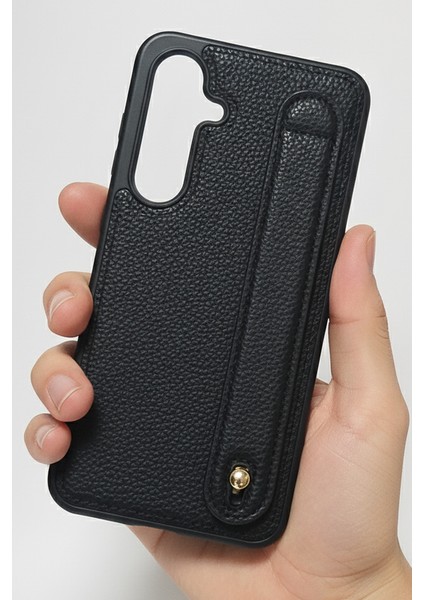 Samsung Galaxy S24FE Siyah,tutmaçlı Yumuşak Deri Kılıf