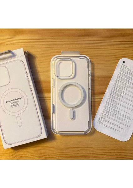 Apple iPhone 16 Pro Max Magsafe Animasyonlu Sararmaz Kutulu Mika Şeffaf Kılıf