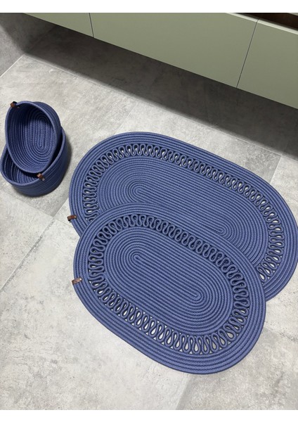 Terra 4’lü Banyo Seti – 2’li Oval Paspas & 2’li Oval Sepet, Doğal Halat Dokuma, El Yapımı - Premium fiyatları