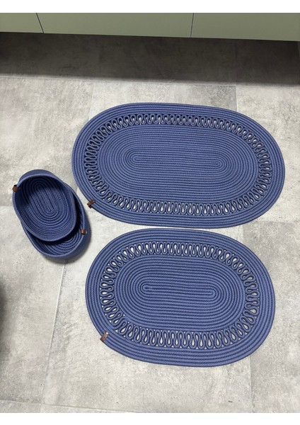 Terra 4’lü Banyo Seti – 2’li Oval Paspas & 2’li Oval Sepet, Doğal Halat Dokuma, El Yapımı - Premium fırsatları