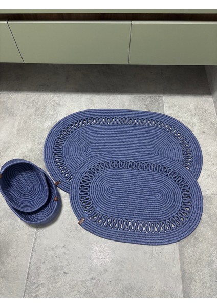 Terra 4’lü Banyo Seti – 2’li Oval Paspas & 2’li Oval Sepet, Doğal Halat Dokuma, El Yapımı - Premium indirimleri