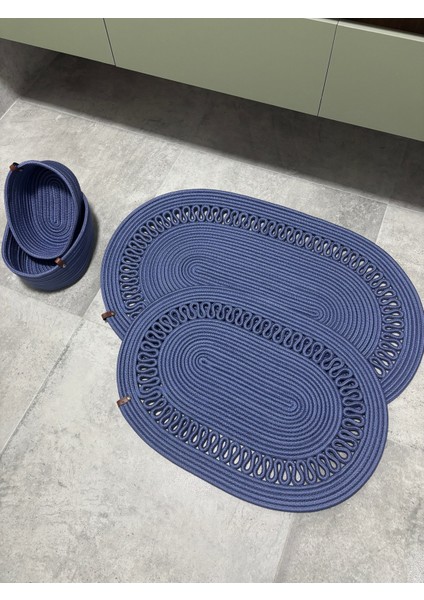 Terra 4’lü Banyo Seti – 2’li Oval Paspas & 2’li Oval Sepet, Doğal Halat Dokuma, El Yapımı - Premium