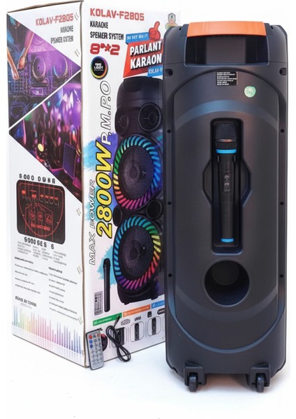 Kolav F2805 Ses Bombası Büyük Boy Party Box Bluetoot Hoparlör Speaker Taşınabilir Hoparlör 8 Inç