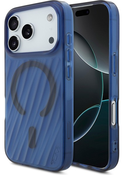 iPhone 17 Pro Uyumlu Kılıf Tumı Orjinal Lisanslı M-Safe Şarj Özellikli Transparan Kapak Mavi