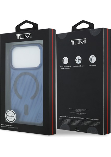 iPhone 17 Pro Uyumlu Kılıf Tumı Orjinal Lisanslı M-Safe Şarj Özellikli Transparan Kapak Mavi