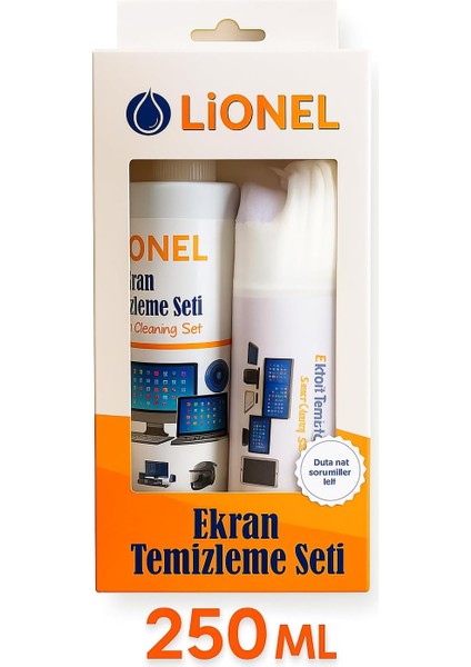 Ekran Temizleme Seti – 250 ml Antistatik Sprey + 30X30 cm Mikrofiber Bez | Tv, Bilgisayar, Telefon, Tablet, Kamera Lens ve Gözlük Temizleyici