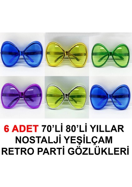 70LI 80LI Yıllar Nostalji Yeşilçam Retro Parti Gözlükleri 6 Adet