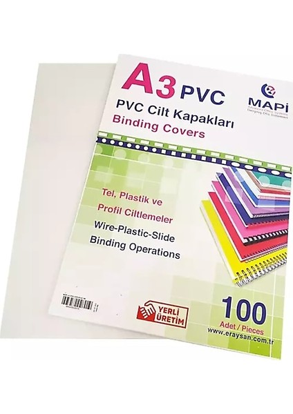 Mapi Cilt Kapağı Plastik Opak A3 160 Mıc BEYAZ-100-PKT