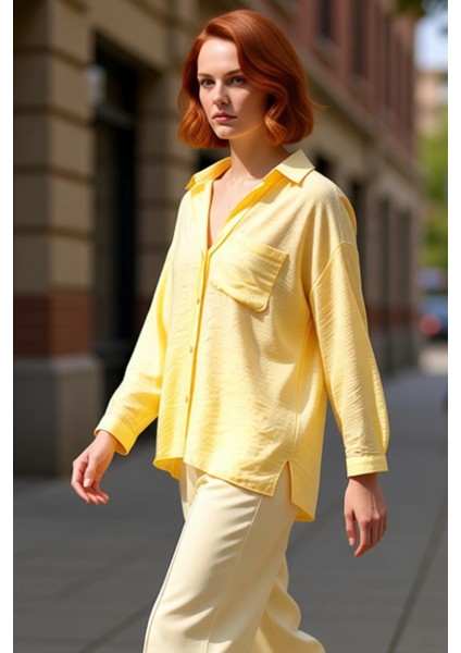 Kadın Düşük Kollu Dokulu Dokuma Gömlek Rahat Kesim Günlük Şıklık Sunan Bir Seçenek Estetik