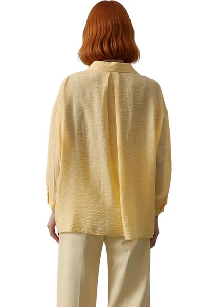 Kadın Düşük Kollu Dokulu Dokuma Gömlek Rahat Kesim Günlük Şıklık Sunan Bir Seçenek Estetik indirimleri