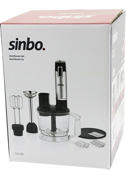 Turbo Multi Blender Seti Doğrayıcı- Mikser- Blender Rende Dilim Diskleri 300W 2lt Hazne SHB-3186 (4887)