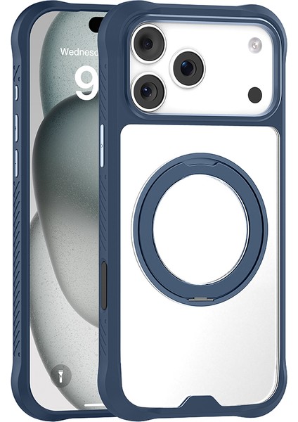 iPhone 17 Pro Kılıf M-Safeli Ring Standlı Airbag Tasarımlı Mutural Obsidian Serisi Kapak Lacivert