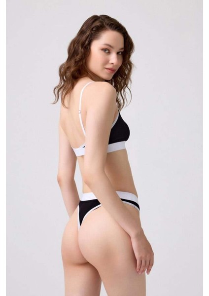 Siyah Pamuklu Lastik Detaylı Ayarlanabilir Askılı Kadın Sütyen Takımı fiyatları