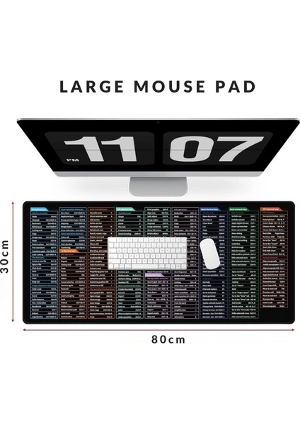 Excel Kısayol Mouse Pad 80×30 cm Büyük Boy Kaymaz Taban Su Geçirmez Dikişli Kenar Word/excel/ppt Kısayol Rehberi modelleri