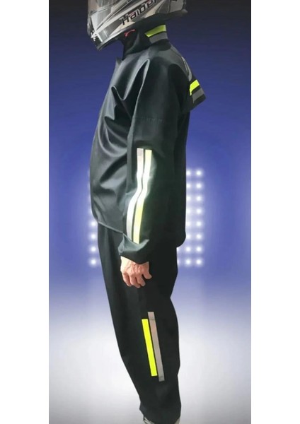 Motorcu Kurye Su Geçirmez Yağmurluk Takım - Siyah