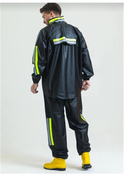 Motorcu Kurye Su Geçirmez Yağmurluk Takım - Siyah
