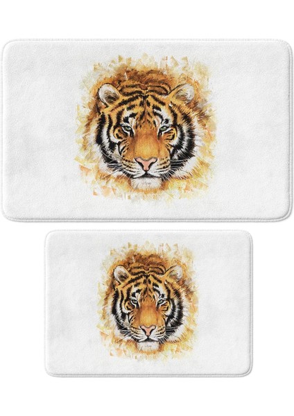 Sevimli Tasarımlı Mikrofiber Paspası, Kaymaz Taban, Yıkanabilir (151_BPSM, 2&apos;li Takım 40X60_50X80)