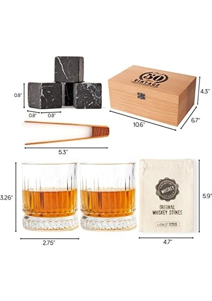 Yaş Tasarımlı Ahşap Kutulu 2&apos;li Glasgow Viski Kadeh Seti + 6 Soğutucu Taş modelleri