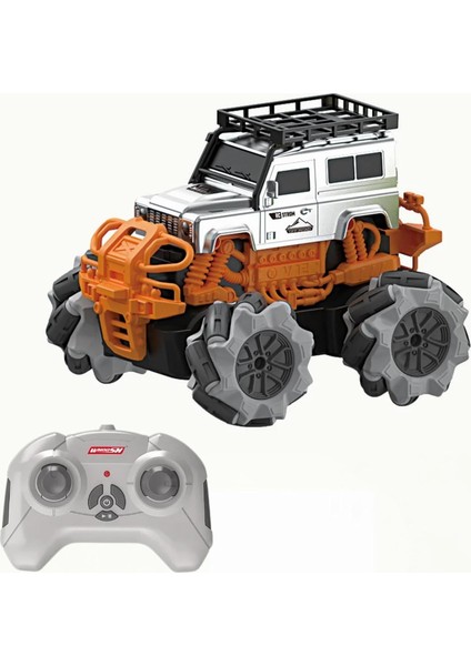 4x4 Offroad Uzaktan Kumandalı Akrobat Arabası Offroad Jeep Araba 360° ve 45° Yatay Atan Şarjlı Çılgın Araba (Gri)
