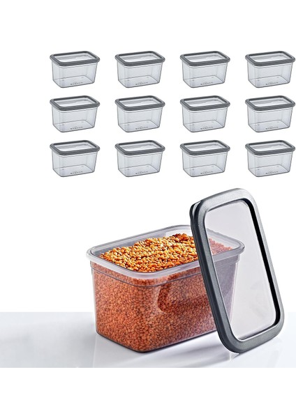 12&apos;li Set Skali Dikdörtgen Saklama Kabı 1210 ml