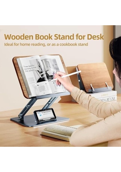 Ahşap Kitap Okuma Standı – Katlanabilir, 360° Ayarlanabilir Yükseklikli, Tablet & Laptop Uyumlu, Dayanıklı Alüminyum Alaşım Tabanlı, Eller Serbest Okuma ve Sunum Tutucu | L12 fiyatları