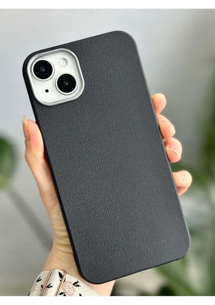 Go Aksesuar 14 Plus ve 15 Plus ile Uyumlu Estetik Dokulu Deri Görünümlü Esnek Silikon Kılıf