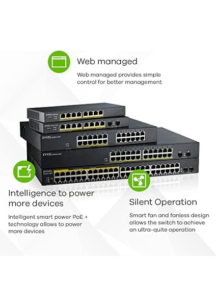 8-Port 10/100/1000 Gigabit Poe Switch | Smartmanaged | Masaüstü/duvar Tipi ve Fansız | 8 Poe + Bağlantı Noktası | 77 Watt | 2 Sfp Bağlantı Noktası | Vlan, Igmp, Qos modelleri