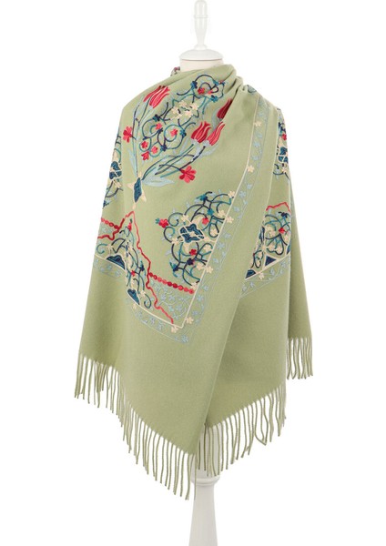 Açık Yeşil Nakışlı Kışlık Şal fiyatları