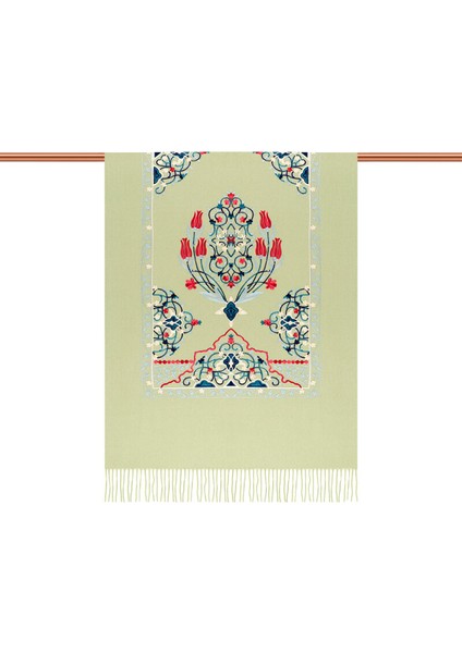 Açık Yeşil Nakışlı Kışlık Şal modelleri