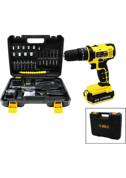 BANCO BN-5 F-136 STANLIY SARI 24W PROFESSIONAL ŞARJLI DARBELİ MATKAP SETİ ÇANTALI (5264)