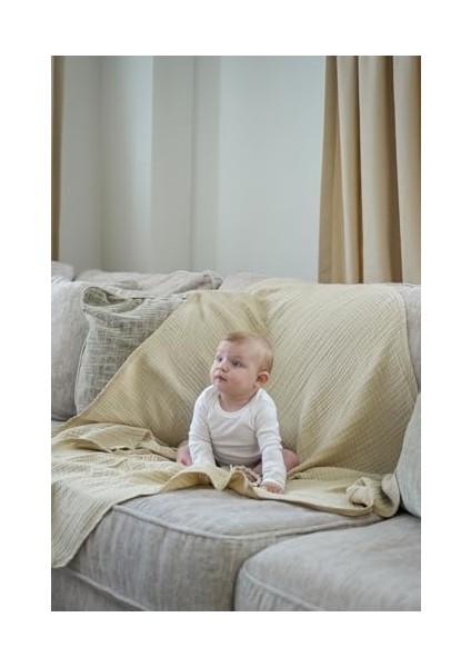 Müslin Bebek Kundak Örtüsü 120X120 cm -%100 Pamuk 4 Kat Müslin Bebek Battaniye (Bej) fiyatları