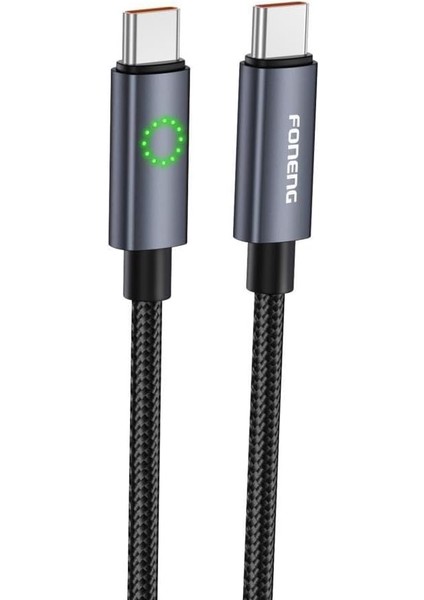 XS08 60W LED Işıklı Type-C To Type-C Şarj ve Kablosu Ip Örgülü 1,2m