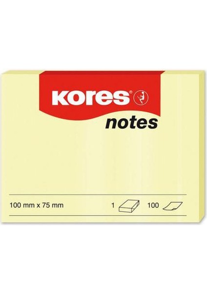 Kores Yapışkanlı Not Kağıdı Sarı 100X75 mm 100 Syf