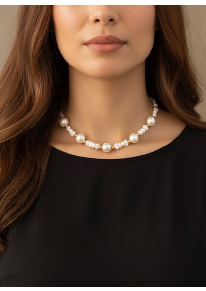 Barok Inci ve Büyük Inci Sıralı Kolye