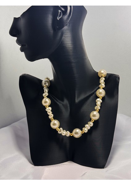 Barok Inci ve Büyük Inci Sıralı Kolye