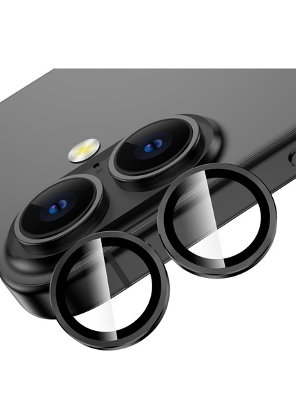 16 ile Uyumlu Çerçeveli Temperli Safir Metal Lens (Siyah, 16)