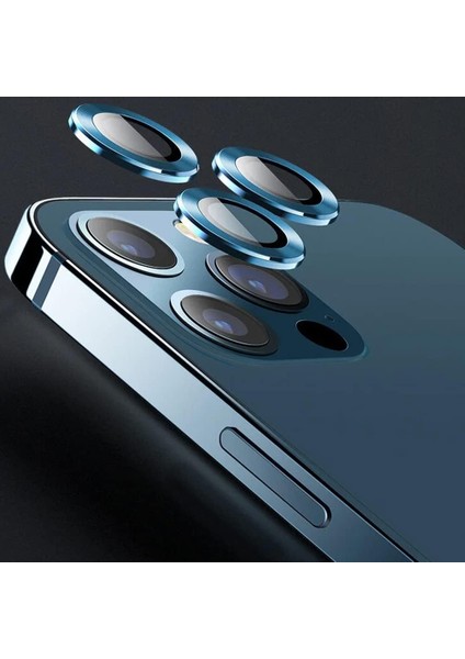 13 Pro Ile Uyumlu Arka Kamera Tempered Çözünürlük Engellemeyen, Parmak Izi Bırakmayan, Tozdan Koruyan Camera Protection 13 Pro Lens (Mavi)