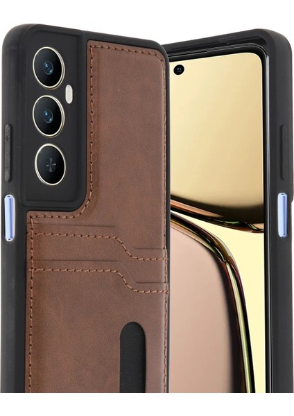 Realme C65 Sara Kartvizitli Deri Kılıf - Taba