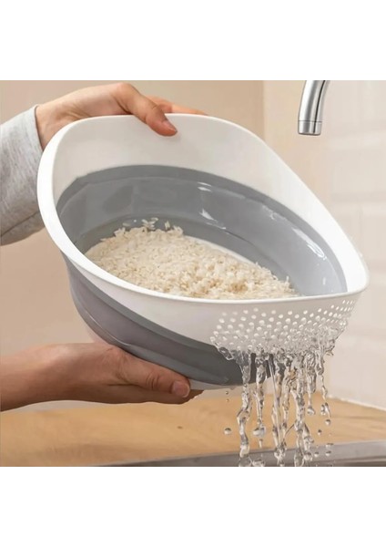 Katlanabilir Akordiyonlu Süzgeç, Mutfak Pirinç Meyve Sebze Süzgeci, Bpa Içermez, 30 x 25 x 15,5 cm