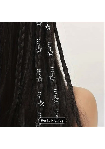 Gümüş Yıldız Saç Aksesuarı 10 Adet