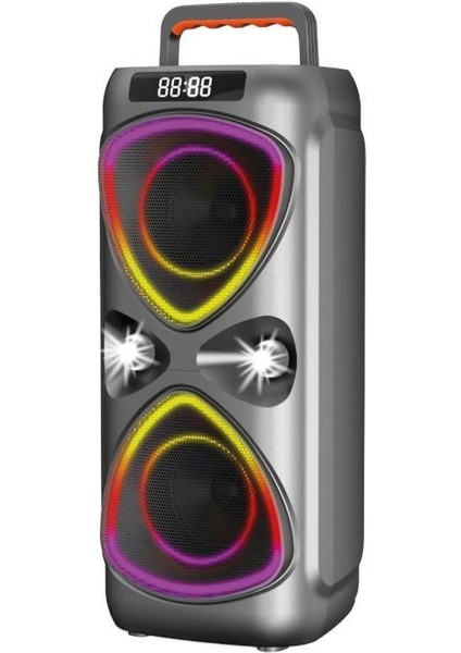 Torıma D78 Gri Kablosuz Bluetooth Hoparlör Mikrofonlu LED Işıklı 8W+8W Parti Speaker fırsatları