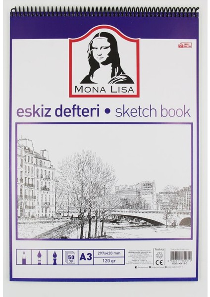Mona Lisa Eskiz Defteri Telli A3 120 gr 50 Yp MN13-3