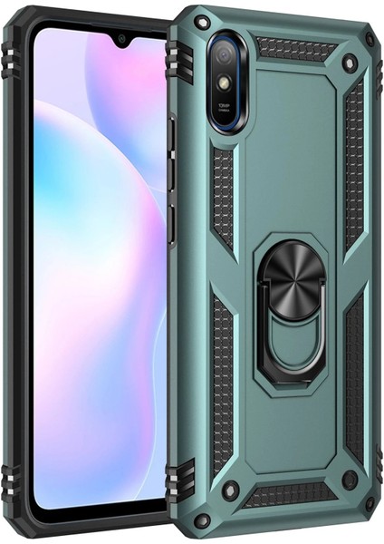 Xiaomi Redmi 9A Kılıf Sofya Yüzüklü Silikon Kapak - Yeşil