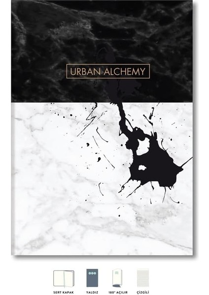 Mermer Defter Çizgili Siyah 17X24CM