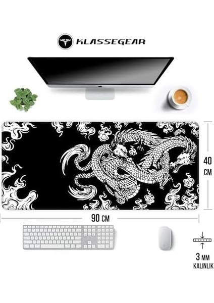 Pro - 10 Farklı Model Dikişli Kenar 90X40 cm Oyuncu Gaming Mouse Pad (Dragon Knot, 90X40 Cm) fiyatları