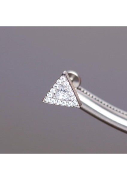 Yüksek Kalite G23 Titanium Üçgen Zirkon Titanyum 6x1.2mm Labret Piercing