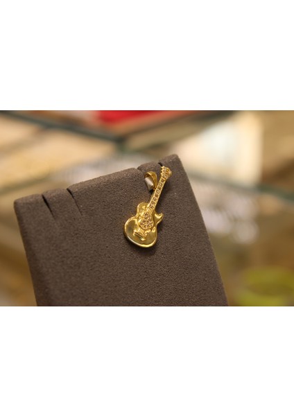 14 Ayar Altın Gitar Figürlü Kolye Ucu